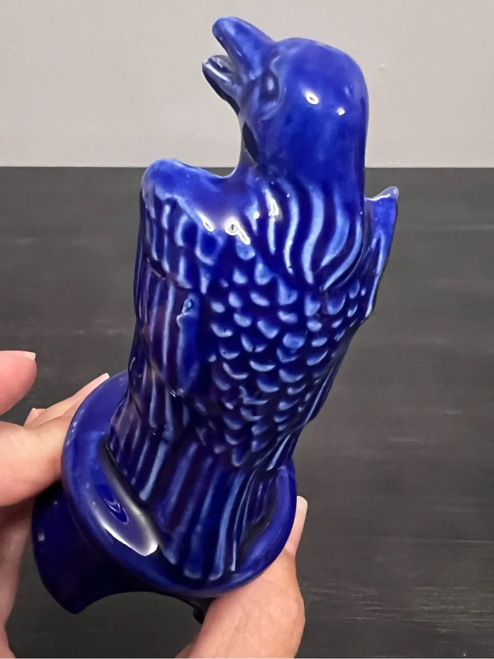 VTG Boyd Glass Cobalt Blue Eagle Pie Bird Vent 4.75” Diamond B USA Unique